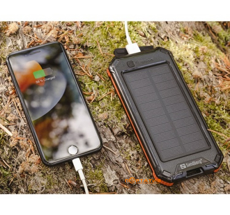 Внешний аккумулятор Sandberg 10000mAh Solar, UPS mode, USB-A, Type-C, Micro, IP54, LED(420-72)