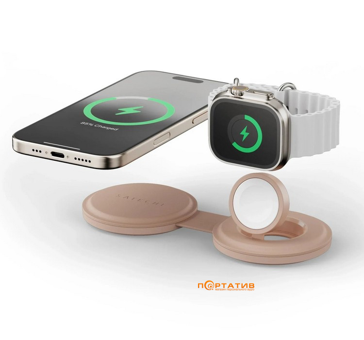 Бездротовий ЗП Satechi OntheGo 2-in-1 Wireless Charger Desert Rose (ST-QTG21R)