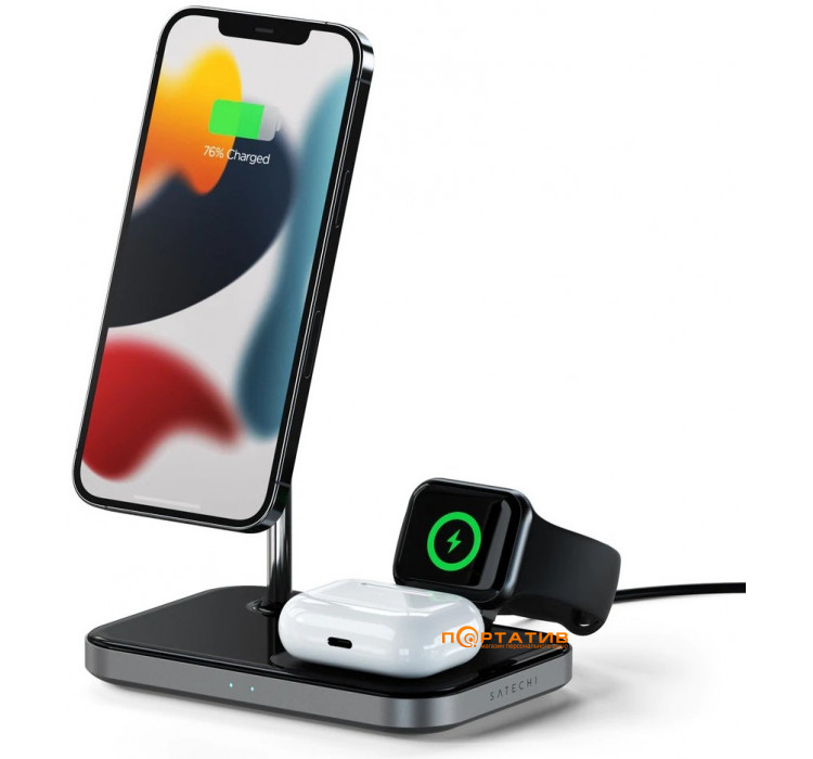 Satechi Aluminum 3 in 1 Magnetic Wireless Charging Stand Space Gray (ST-WMCS3M)