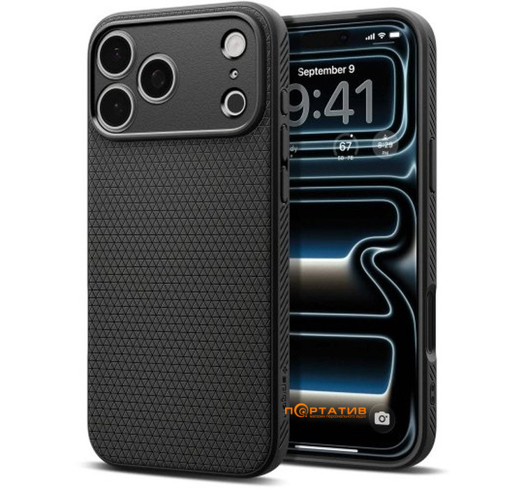 Чехол Spigen iPhone 17 Pro, Liquid Air, Matte Black (ACS10331)