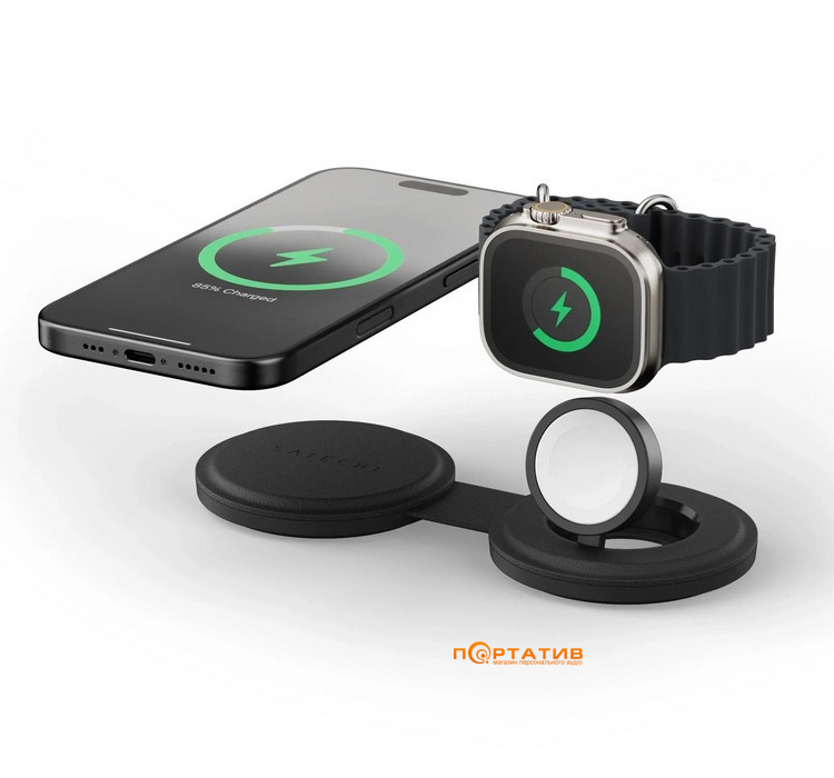 Беспроводное ЗУ Satechi OntheGo 2-in-1 Wireless Charger Black (ST-QTG21K)