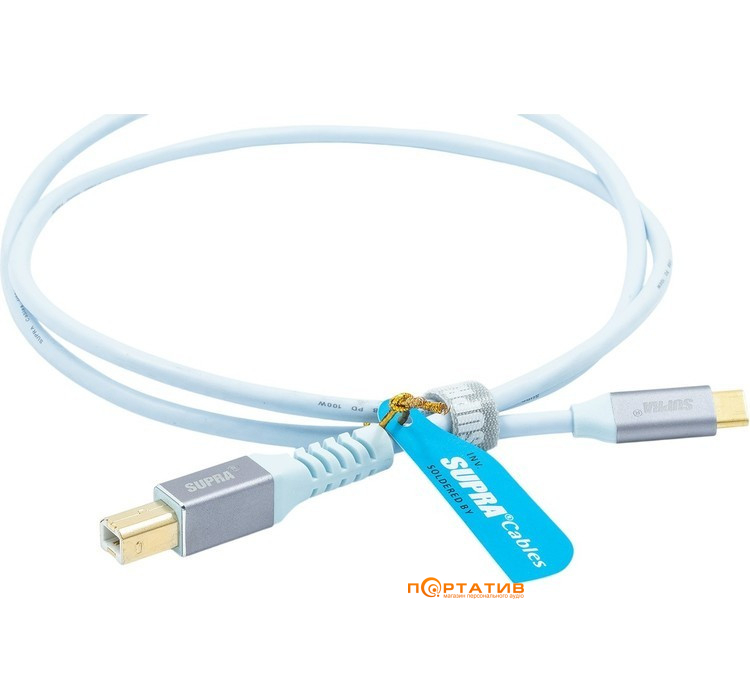 Кабель USB Supra USB 2.0 С-B Blue 3m