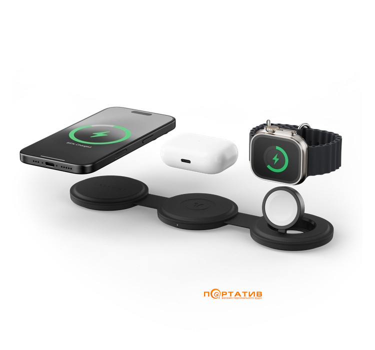 Беспроводное ЗУ Satechi OntheGo 3-in-1 Wireless Charger Black (ST-QTG31K)