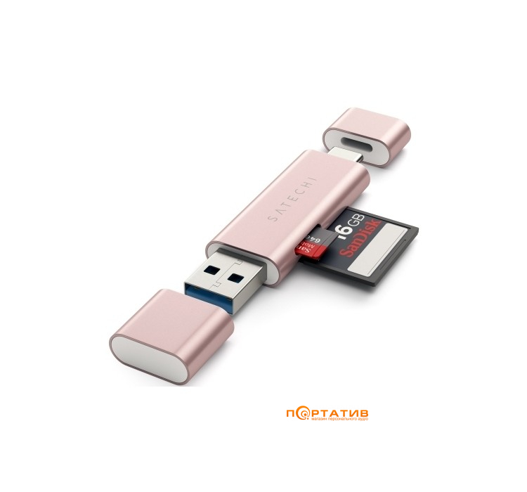 Satechi Aluminum Type-C USB 3.0 and Micro/SD Card Reader Rose Gold (ST-TCCRAR)