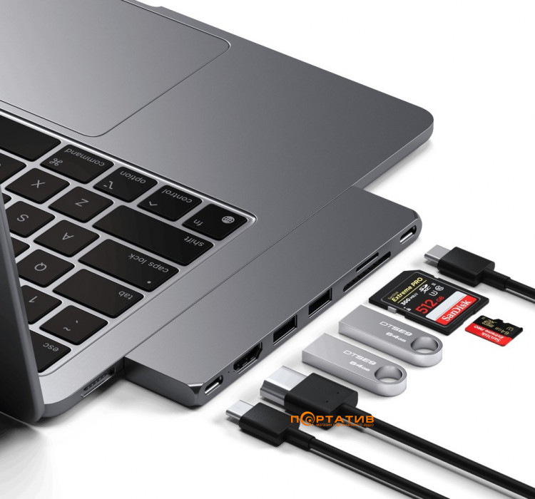 Satechi Aluminum USB-C Pro Hub Slim Adapter Space Gray (ST-HUCPHSM)
