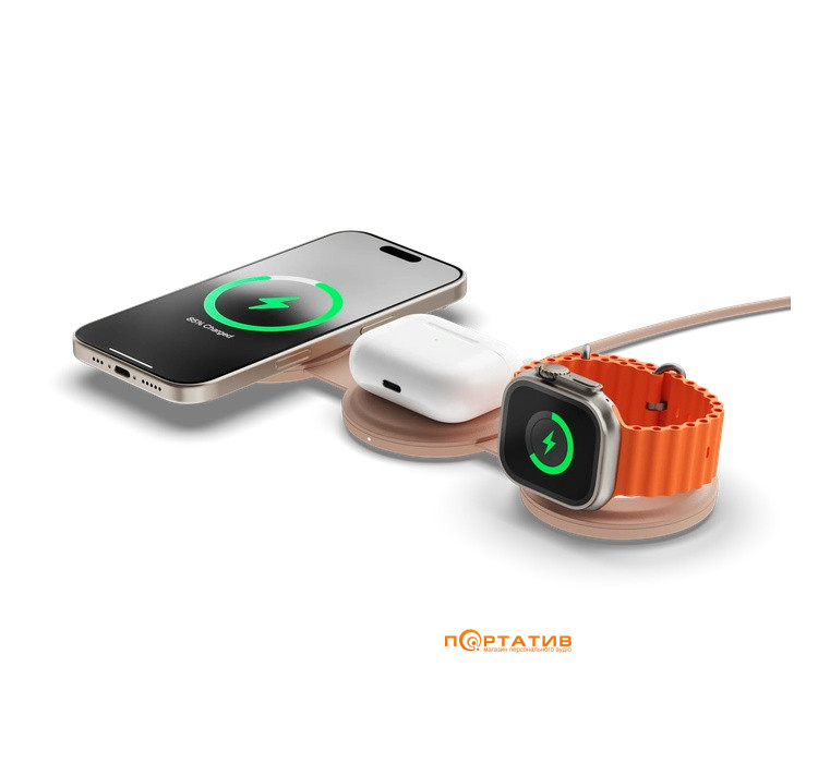 Беспроводное ЗУ Satechi OntheGo 3-in-1 Wireless Charger Desert Rose (ST-QTG31R)