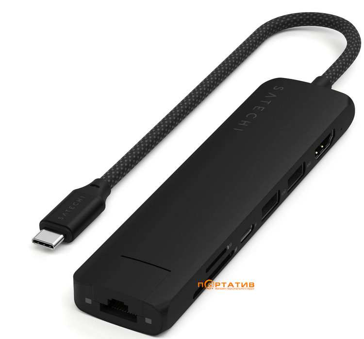Хаб Satechi 7-in-1 USB-C Slim Multiport 4K with Ethernet Black (ST-P7SK)
