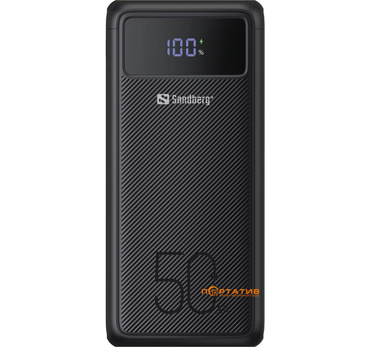 Зовнішній акумулятор Sandberg 50000mAh 130W PD, 3хUSB, 3xType-C LED 2W (420-75)