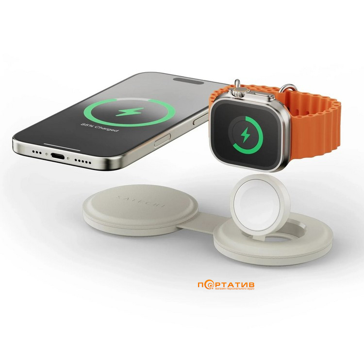Беспроводное ЗУ Satechi OntheGo 2-in-1 Wireless Charger Sand (ST-QTG21W)
