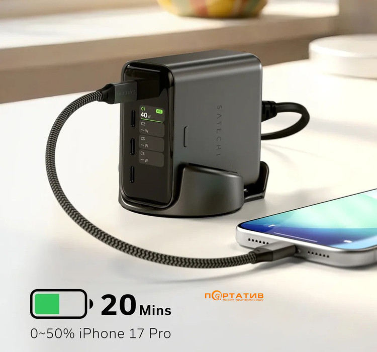 Зарядное устройство Satechi ChargeView 140W Desktop Black (ST-C4CV140C-EU)