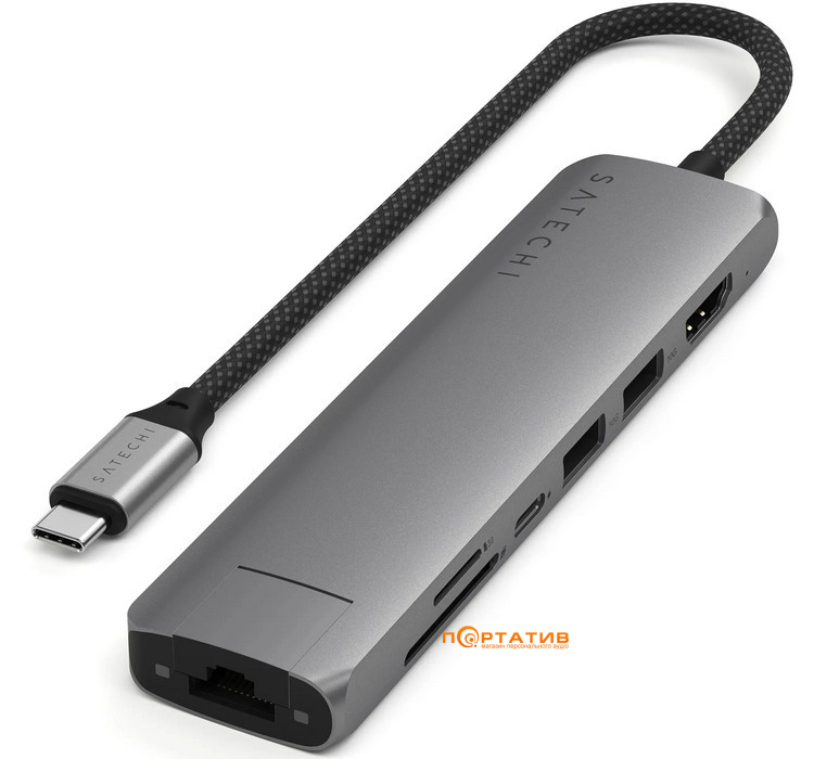Хаб Satechi 7-in-1 USB-C Slim Multiport 4K with Ethernet Space Grey (ST-P7SM)
