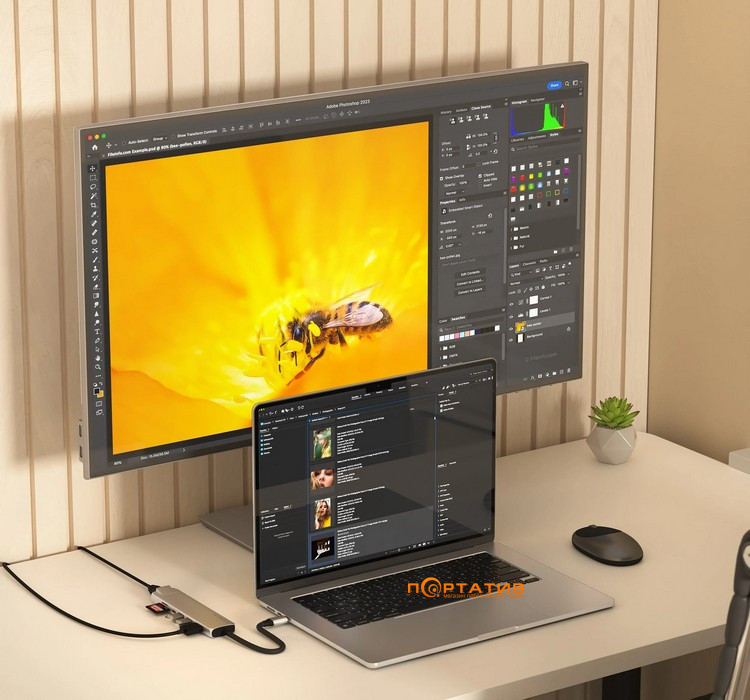 Хаб Satechi 7-in-1 USB-C Slim Multiport 4K with Ethernet Silver (ST-P7SS)