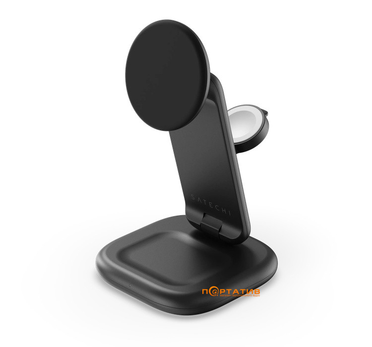 Зарядний пристрій Satechi 3-in-1 Foldable Qi2 25W Stand Space Gray (ST-Q25F31C-EA)