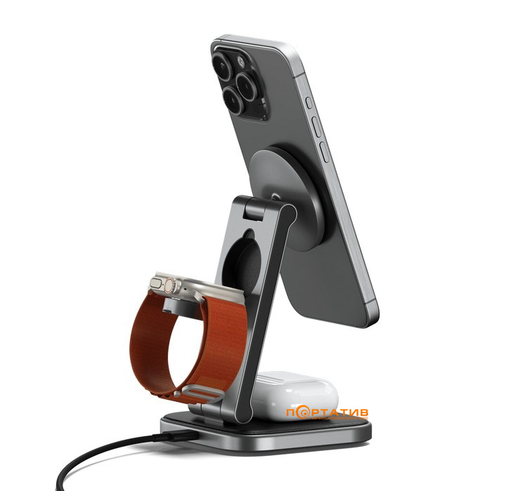 Зарядний пристрій Satechi 3 in 1 Foldable Qi2 Wireless Charging Stand (ST-Q31FM-EA)