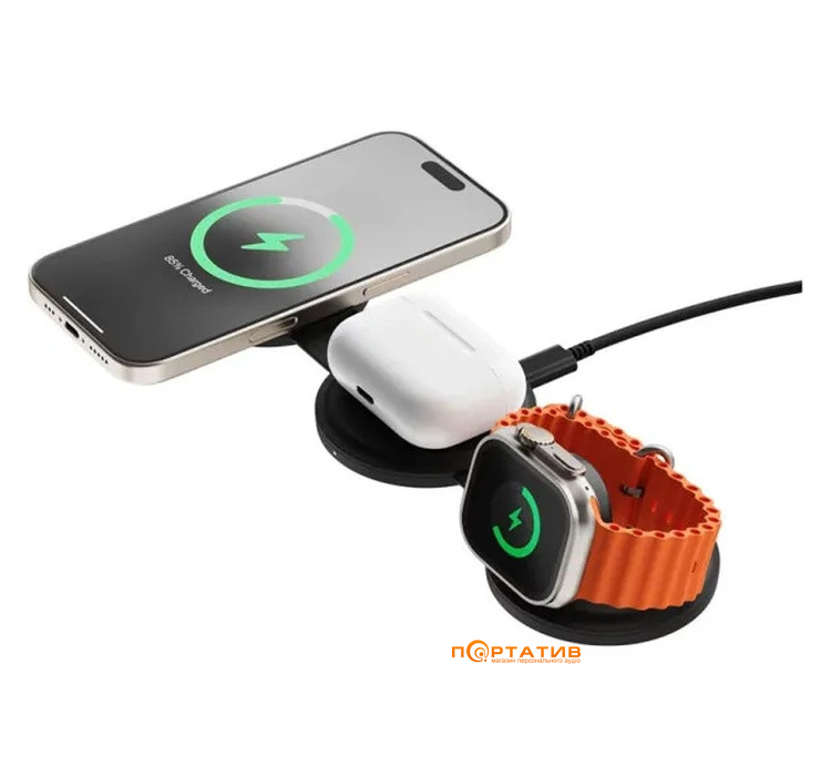 Беспроводное ЗУ Satechi OntheGo 3-in-1 Wireless Charger Black (ST-QTG31K)