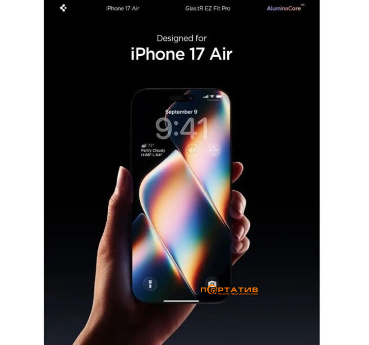 Защитное стекло Spigen iPhone 17 Air Glas.tR EZ Fit Pro HD (AGL09870)