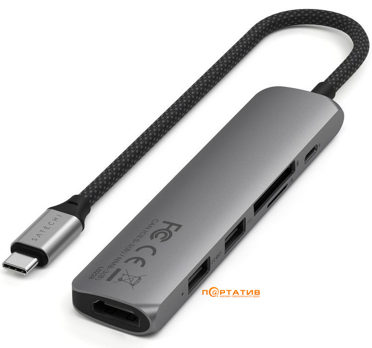 Хаб Satechi 6-in-1 USB-C Slim Multiport 4K Space Grey (ST-P6SM)