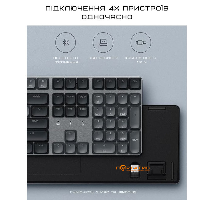Клавиатура Satechi SM3 Slim Mechanical Backlit Bluetooth Keyboard Dark UA (ST-KSM3DK-EN)