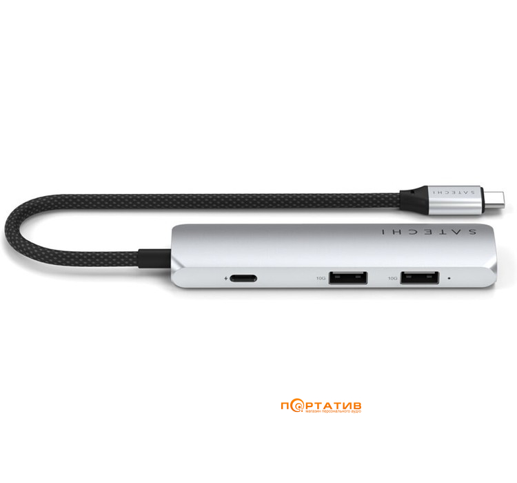 Хаб Satechi 4-in-1 USB-C Slim Multiport 4K Silver (ST-P4SS)