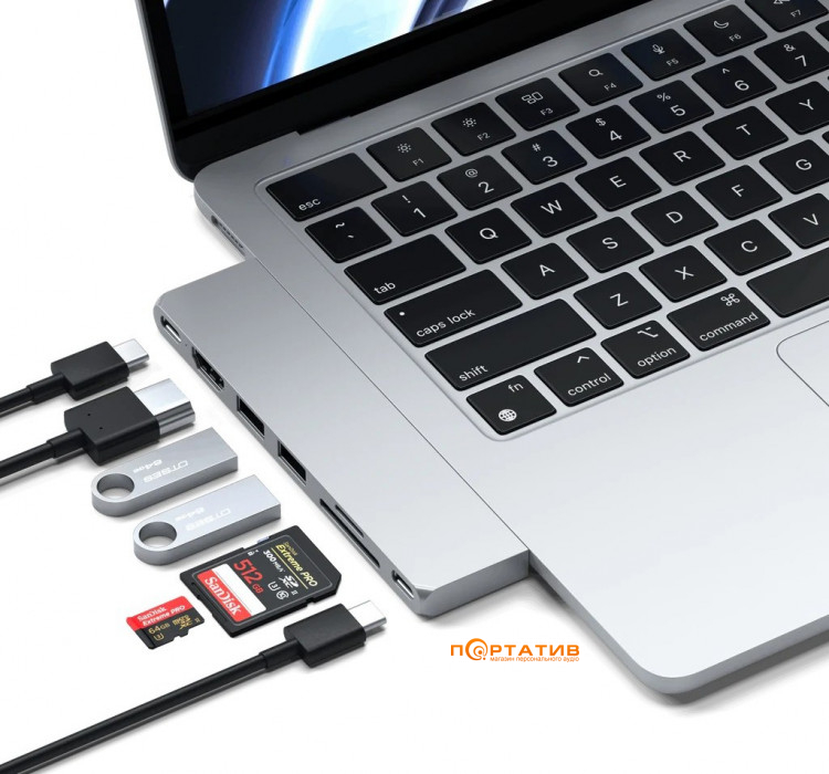 Satechi Aluminum USB-C Pro Hub Slim Adapter Silver (ST-HUCPHSS)