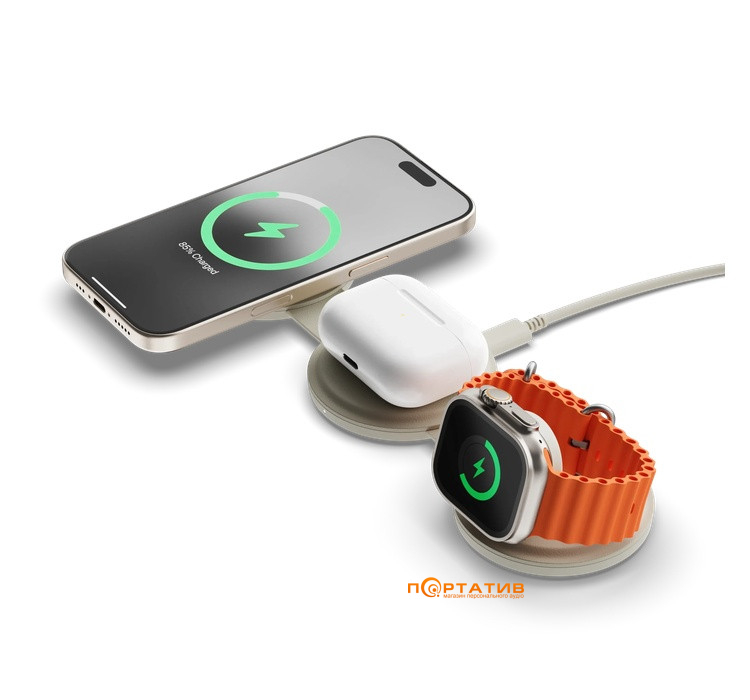 Беспроводное ЗУ Satechi OntheGo 3-in-1 Wireless Charger Sand (ST-QTG31W)