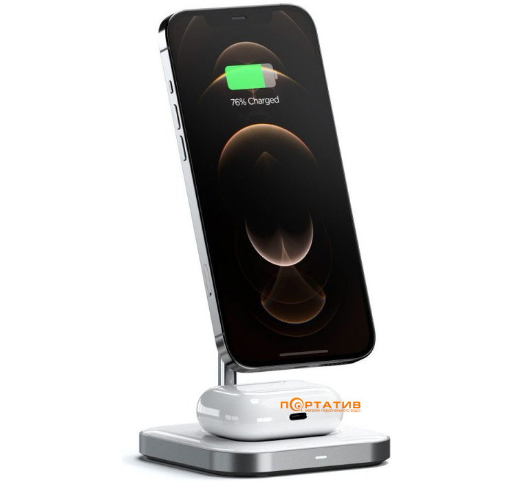 Satechi Aluminum 2 in 1 Magnetic Wireless Charging Stand Space Grey (ST-WMCS2M)