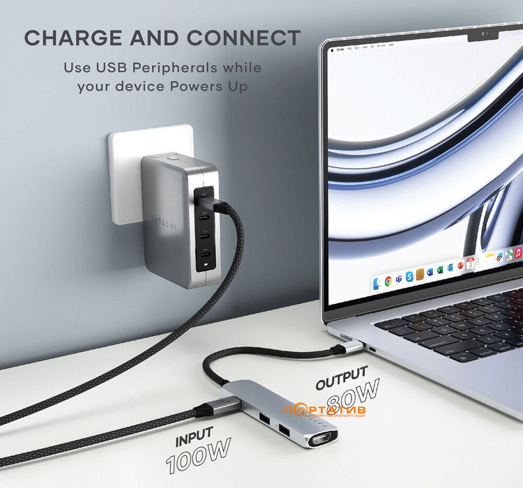 Хаб Satechi 4-in-1 USB-C Slim Multiport 4K Silver (ST-P4SS)
