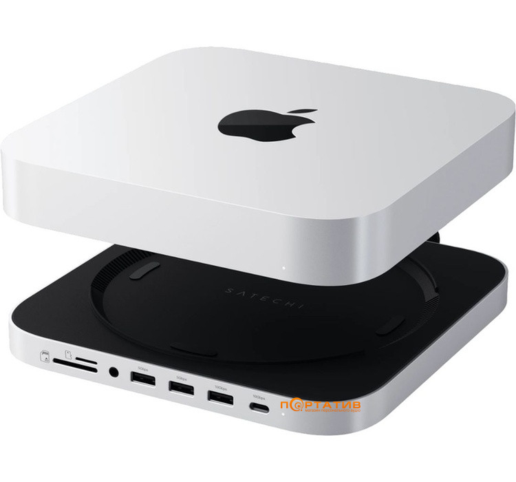 Док-станция Satechi Mac Mini M4 Stand & Hub with SSD Enclosure Silver (ST-GNMMES)