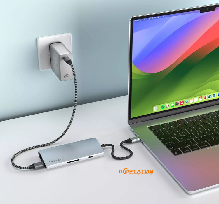 Satechi USB-C Multiport Adapter 8K with Ethernet V3 Silver (ST-P8KES)