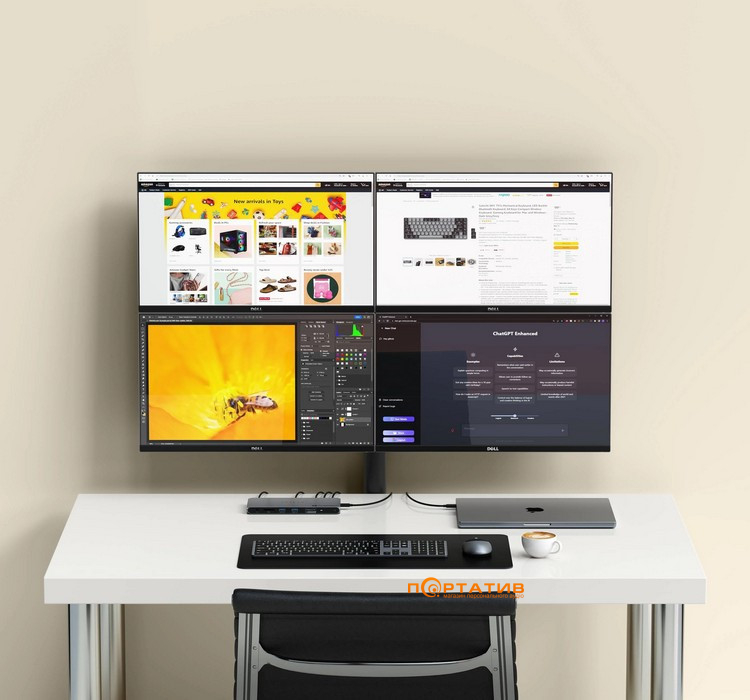 Док-станция Satechi Thunderbolt 4 Docking Station with DisplayLink Space Gray (ST-DT4MDM-EU)