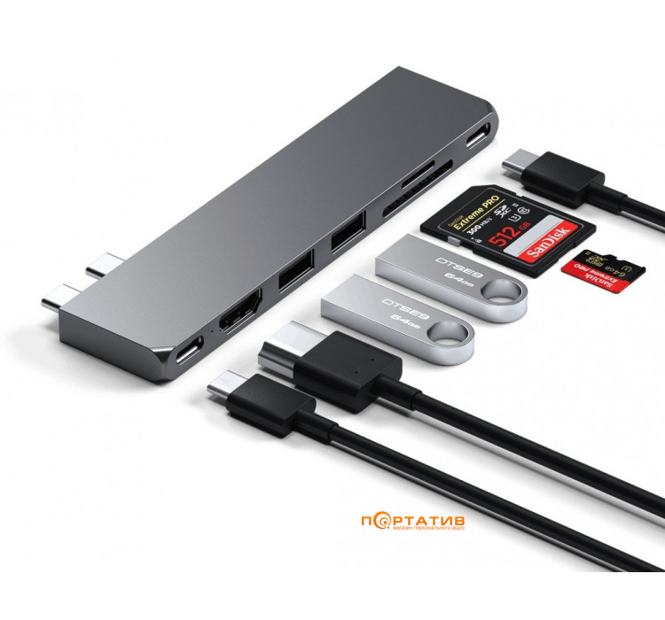 Satechi Aluminum USB-C Pro Hub Slim Adapter Space Gray (ST-HUCPHSM)