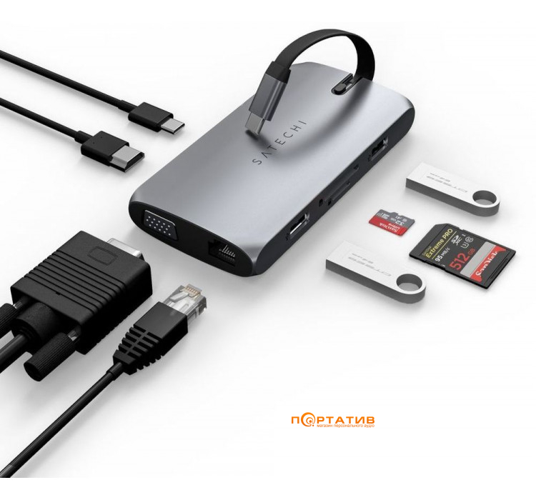 Satechi Aluminum USB-C On-the-Go Multiport Adapter Space Grey (ST-UCMBAM)