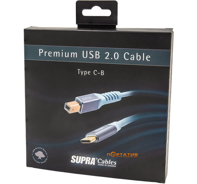 Кабель USB Supra USB 2.0 С-B Blue 2m