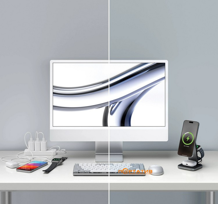 Зарядний пристрій Satechi 3 in 1 Foldable Qi2 Wireless Charging Stand (ST-Q31FM-EA)