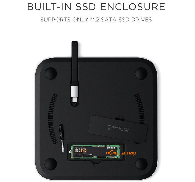 Док-станция Satechi Stand and Hub For Mac Mini / Studio With NVMe SSD Enclosure (ST-GMMSHS)