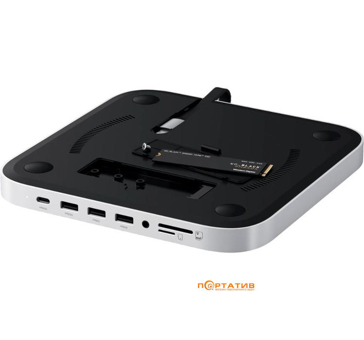 Док-станция Satechi Mac Mini M4 Stand & Hub with SSD Enclosure Silver (ST-GNMMES)