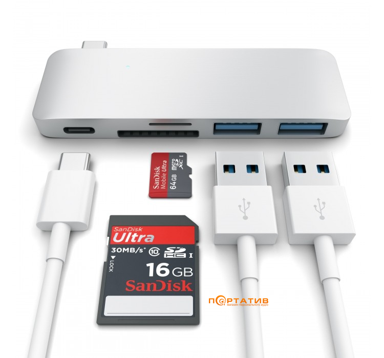 Satechi Type-C USB 3.0 Passthrough Hub Silver (ST-TCUPS)