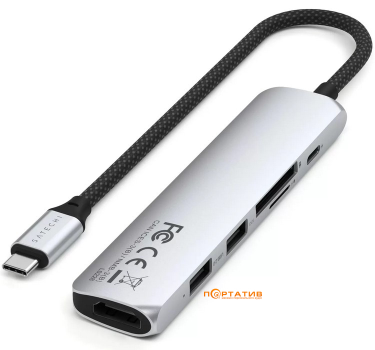 Хаб Satechi 6-in-1 USB-C Slim Multiport 4K Silver (ST-P6SS)