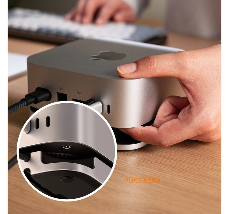 Док-станция Satechi Mac Mini M4 Stand & Hub with SSD Enclosure Silver (ST-GNMMES)