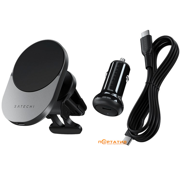 Зарядний пристрій Satechi Qi2 Wireless Car Charger Space Gray (ST-Q2CCM)