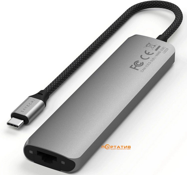 Хаб Satechi 7-in-1 USB-C Slim Multiport 4K with Ethernet Space Grey (ST-P7SM)
