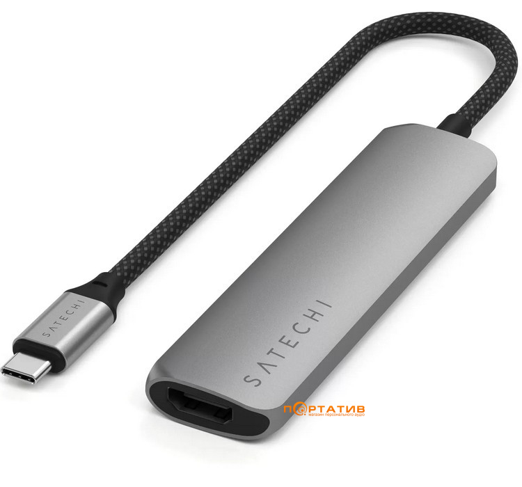 Хаб Satechi 4-in-1 USB-C Slim Multiport 4K Space Grey (ST-P4SM)
