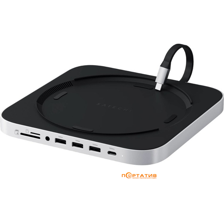 Док-станция Satechi Mac Mini M4 Stand & Hub with SSD Enclosure Silver (ST-GNMMES)