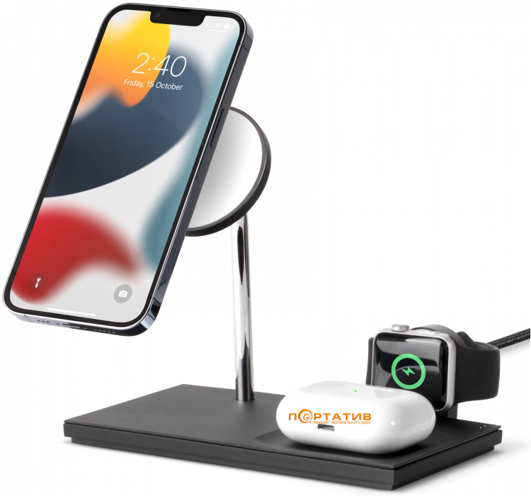 Беспроводное зарядное устройство Native Union Snap 3-in-1 Magnetic Wireless Charger Black (SNAP-3IN1-BLK-EU)