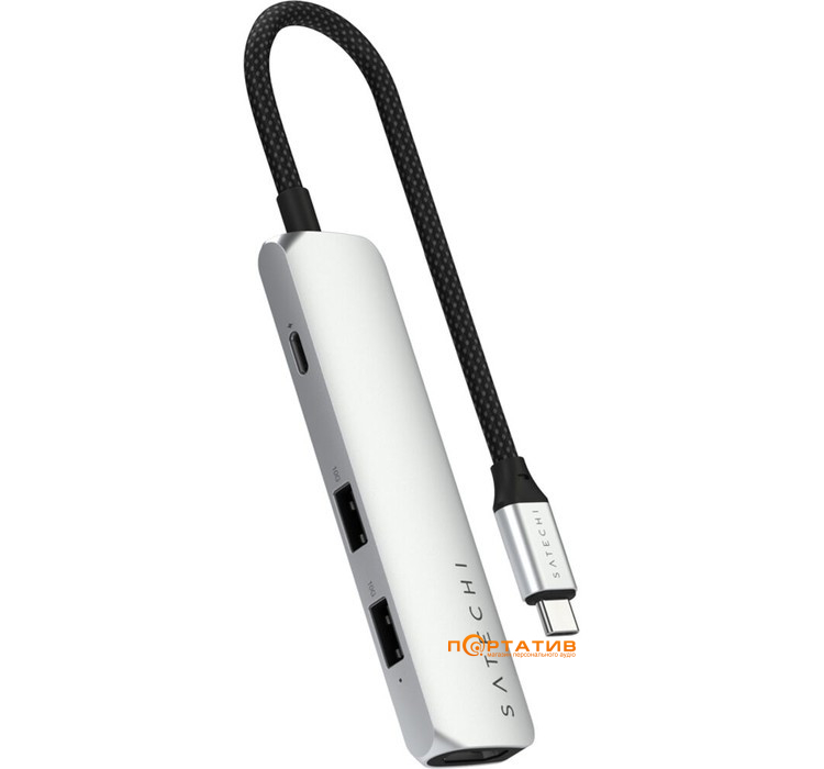 Хаб Satechi 4-in-1 USB-C Slim Multiport 4K Silver (ST-P4SS)