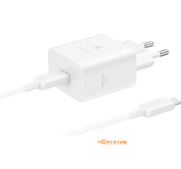 Мережевий зарядний пристрій Samsung 45W Compact Power Adapter with Type-C Cable White (EP-T4511XWEGEU)