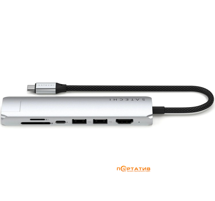 Хаб Satechi 7-in-1 USB-C Slim Multiport 4K with Ethernet Silver (ST-P7SS)