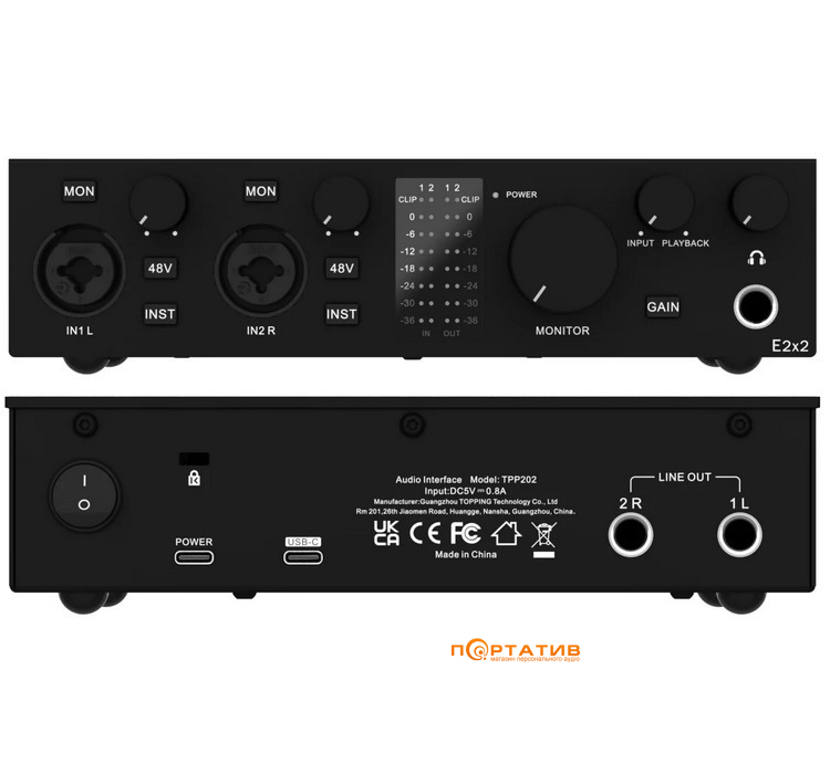 Аудіоінтерфейс Topping Professional E2x2 Black