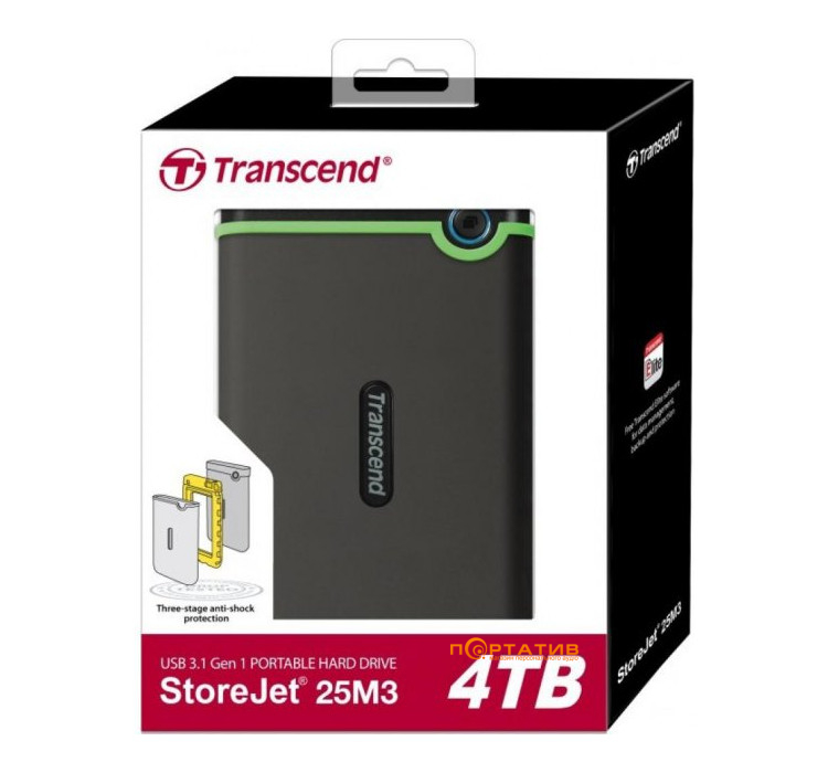 4 TB Transcend StoreJet 25M3S TS4TSJ25M3S USB 3.1 Anti-Shock