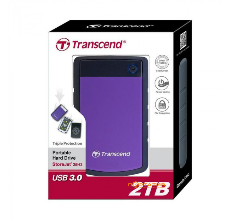Transcend StoreJet 25H3P 2TB USB 3.0 Anti-Shock (TS2TSJ25H3P)